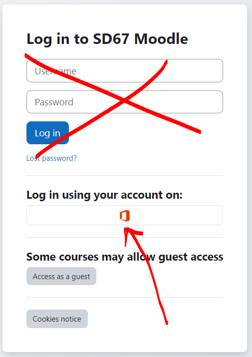 Screen shot of the login window showing that you click on the red window icon.